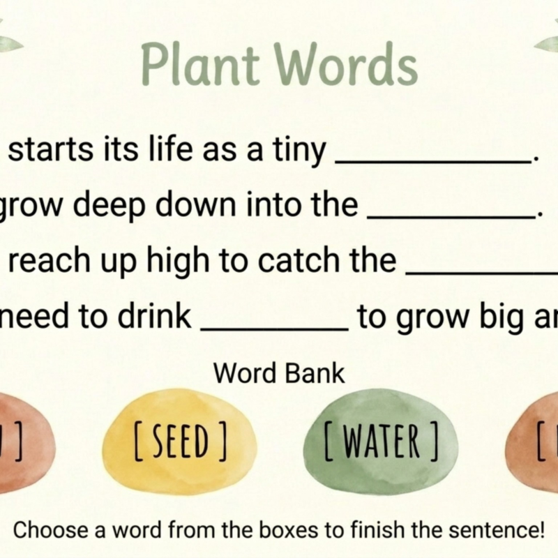 Plant Life Cycle Printable | Seed to Bloom Worksheet | Flower Growth Activity | Homeschool Science | Kids Learning PDF