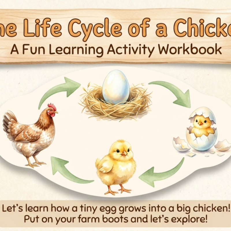 Chicken Life Cycle Printable Pack | Farm Animals Study Unit | Homeschool Science Worksheets | Montessori Learning | Biology for Kids