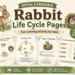 Rabbit Life Cycle Activity Pack for Kids – Printable Science Worksheets (15 Pages)
