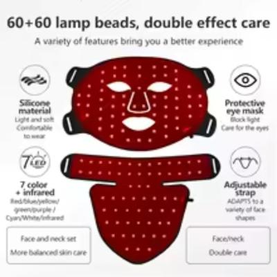 LED Face & Neck Mask Light Therapy – 8 Colors Red & Near Infrared | Anti-Aging, Skin Tightening, Acne & Oil Control