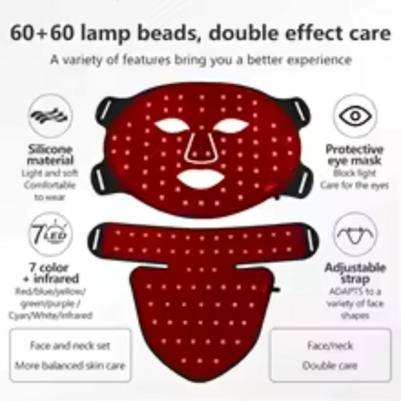 LED Face & Neck Mask Light Therapy – 8 Colors Red & Near Infrared | Anti-Aging, Skin Tightening, Acne & Oil Control